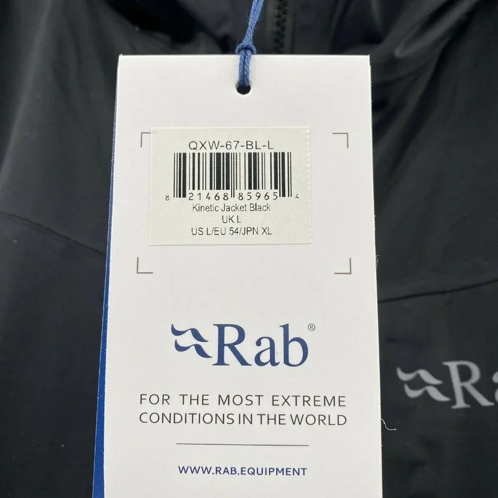 Massdrop x RAB Kinetic Jacket Men's sz L Black Waterproof Full Zip Hooded Rain - Picture 8 of 12
